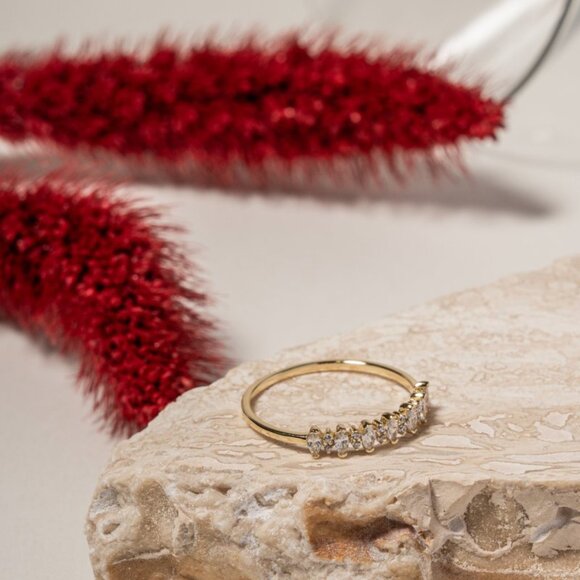 NWT Tamia Half Eternity Marquise Ring // 14kt Gold Vermeil + CZ (Size 8) - Picture 4 of 4